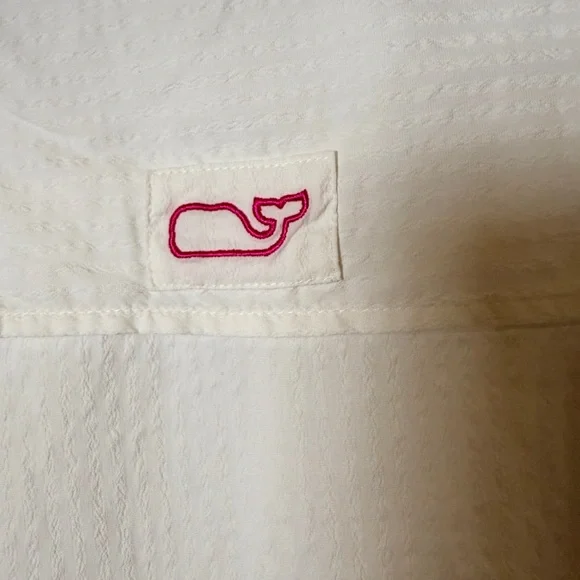 Vineyard Vines White Performance Shirt Dress with Pink Logo - Picture 9 of 10